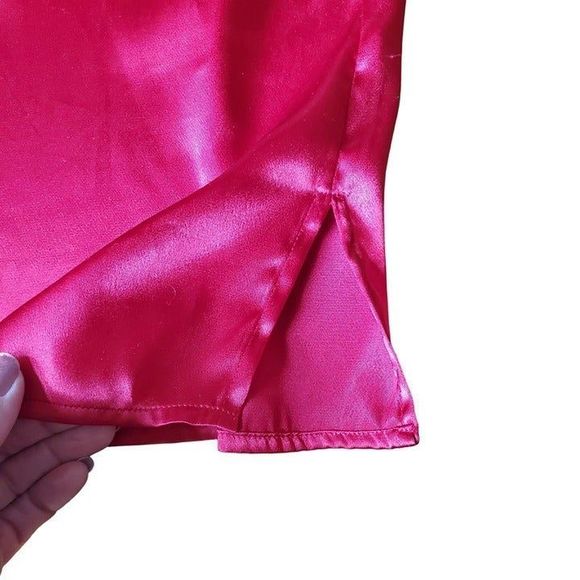 VTG Karen Scott Candy Apple Red Satin Blouse Women's Size Large - Picture 8 of 10